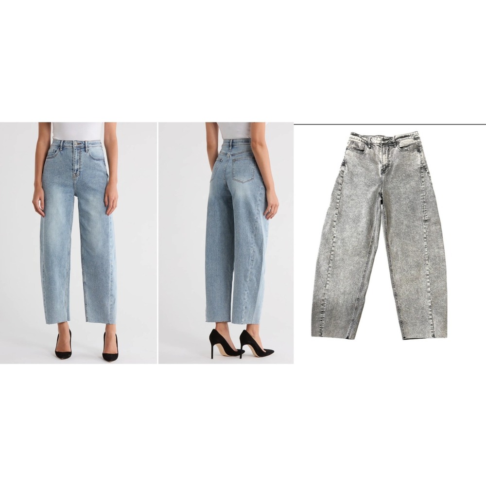 NEW VIGOSS Jeans‎ Parker Raw Hem High Waist Barrel Gray  Size 27